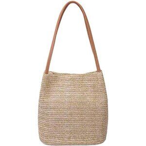 Women‎ Straw Beach Bag Buckets Totes Handbag Shoulder Tote Bag Straw Purse Bag